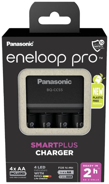 Slika PANASONIC ENELOOP PRO BQ-CC55 SMAR K-KJ55HCD40E + ENELOOP PRO AA baterije (4kos)