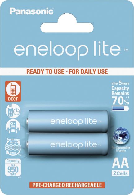 Slika PANASONIC ENELOOP POLNILNE BATERIJE LITE AA / R0 BK-3LCCE/2BE