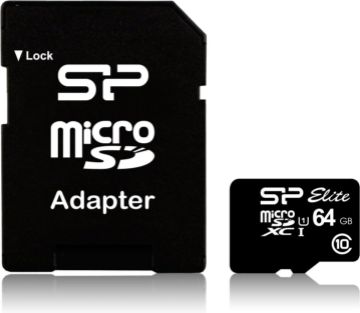 Prikaži podrobnosti za SILICON POWER ELITE microSD UHS-1  64GB (CLASS 10) z adapterjem Slika SILICON POWER ELITE microSD UHS-1  64GB (CLASS 10) z adapterjem